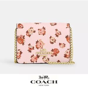 🌸 Coach Mini Wallet On A Chain With Rosette Print